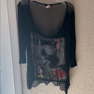 See through black blouse